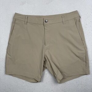 Lululemon Shorts Mens 32 7" Beige Chino Golf Zip Pocket Stretch Tech Casual